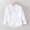 Men's Casual Stripe Long Sleeve Linen Shirt