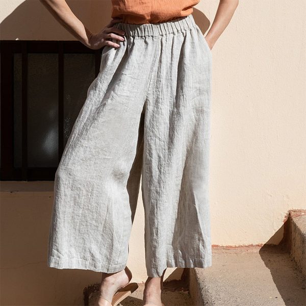 Women's Casual Linen Cropped Pants - Image 2