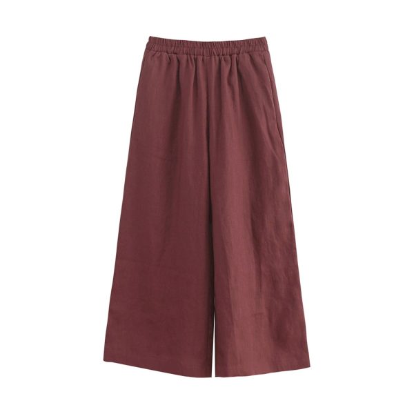 Women's Casual Linen Cropped Pants - Image 3