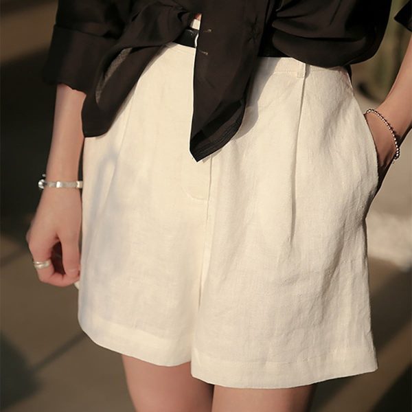 Women's Summer Casual High-Waist Linen Shorts - Image 4