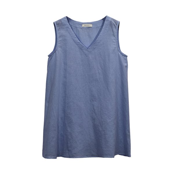 Women's Linen V-Neck Sleeveless T-Shirt - Image 4