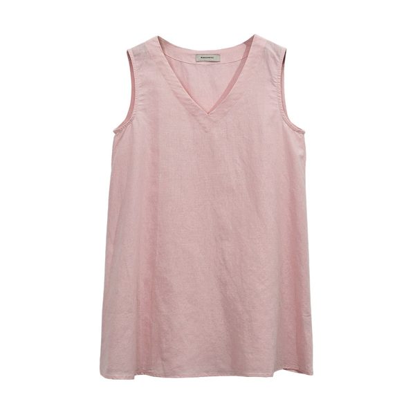 Women's Linen V-Neck Sleeveless T-Shirt - Image 3