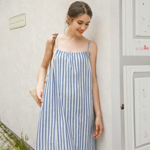 Women's Linen Off-Shoulder Midi Dress - Image 2