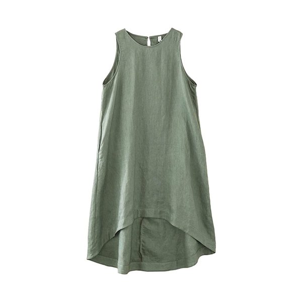 Women's Asymmetrical Linen Tank Top Dresses - Image 4