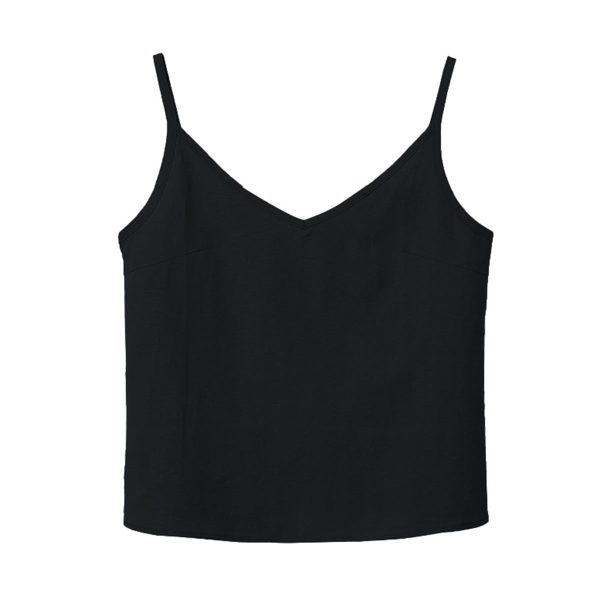 Women's Linen Camisole - Sleeveless, Backless V-Neck - Image 2