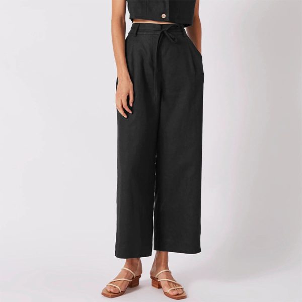 Women's Linen Tie-Waist Culottes - Image 3