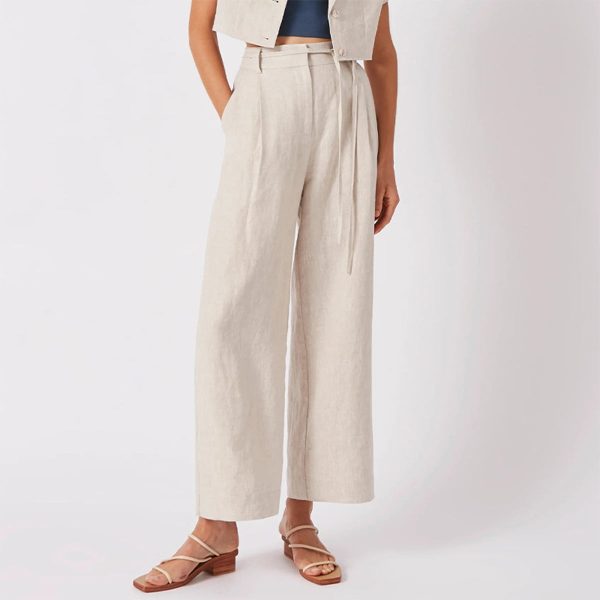 Women's Linen Tie-Waist Culottes - Image 2