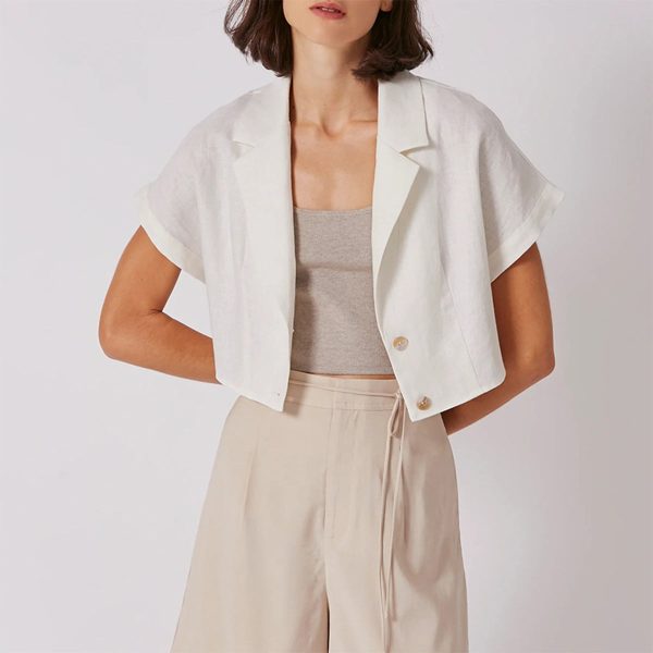 Women's Lapel Linen Cardigan Shirt - Image 3