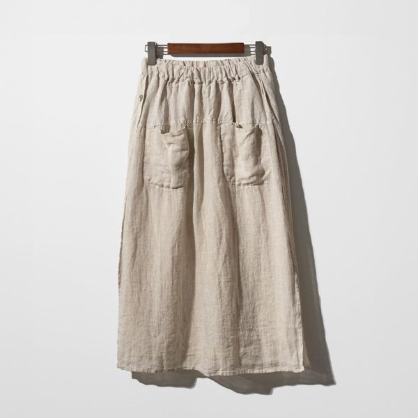 Women's Wide-Leg Culotte Linen Skirt - Image 2