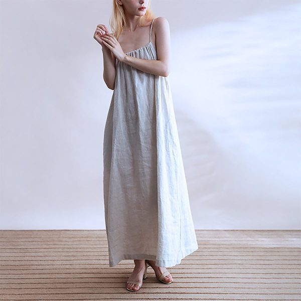 Women's Linen Halterneck Long Dress - Image 2