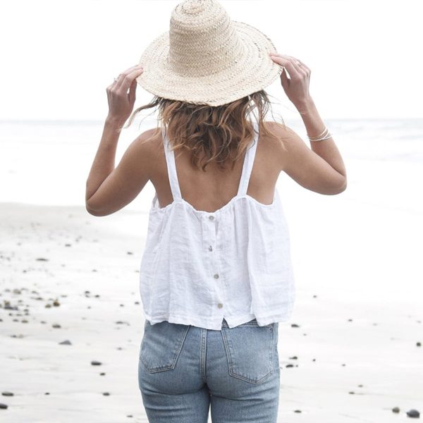 Women's Linen Camisole with Vintage French Design