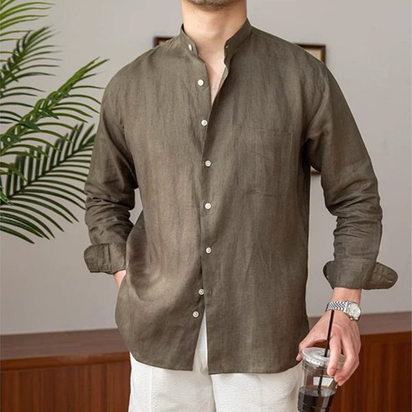 Men's Linen Long-Sleeve Casual Shirt