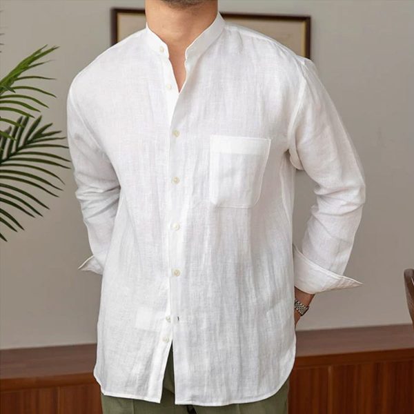 Men's Linen Long-Sleeve Casual Shirt - Image 2