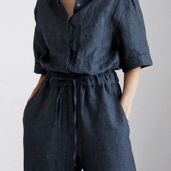 Women's Linen Short Sleeve Jumpsuit - Image 5