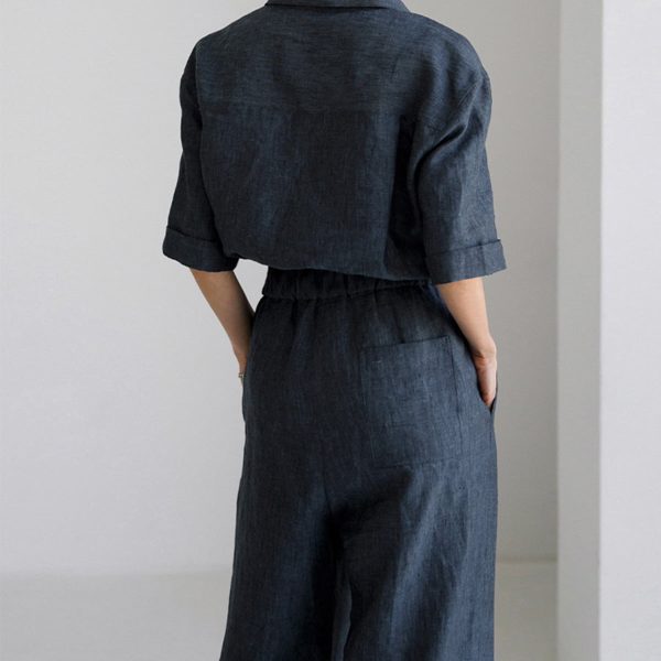 Women's Linen Short Sleeve Jumpsuit - Image 7