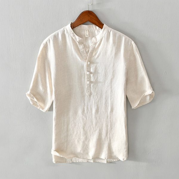 Men’s Half-Sleeve Linen T-Shirt - Image 2