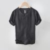 Men's Vintage-Inspired V-Neck Linen Tee