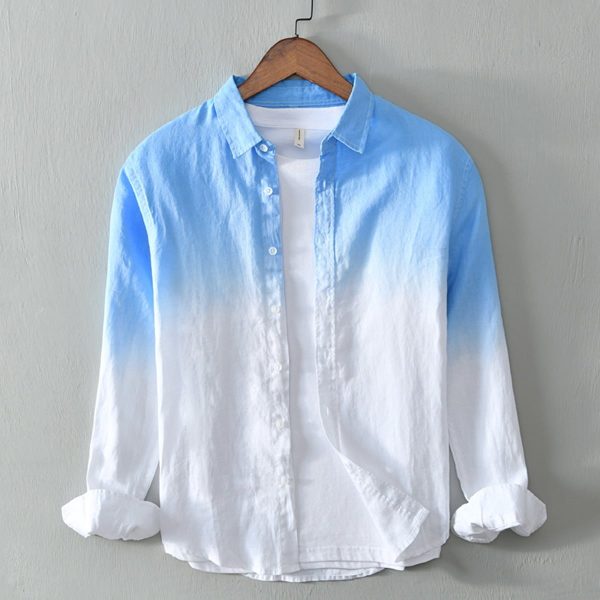 Men's Casual Long Sleeve Gradient Linen Shirt