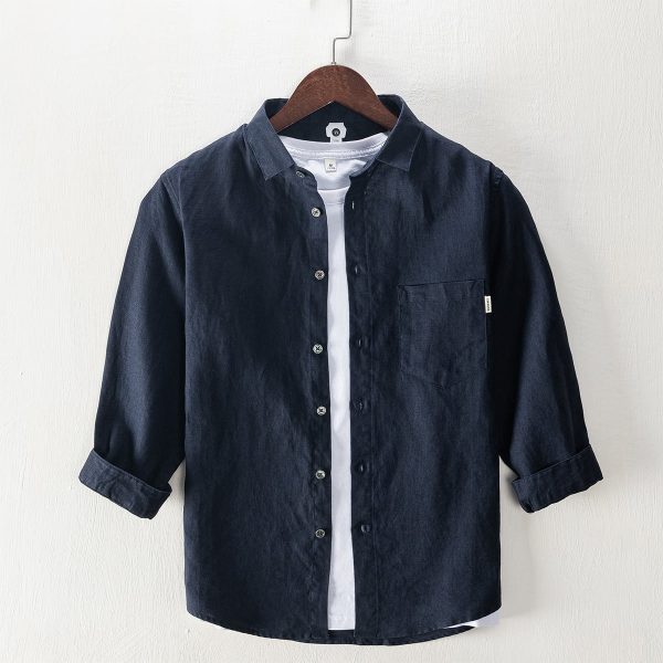 Men's Casual 3/4 Sleeve Summer Linen Shirt - Image 3