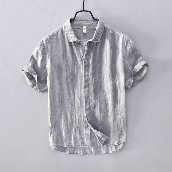 Men's Simple Solid Color Linen Shirt - Image 2