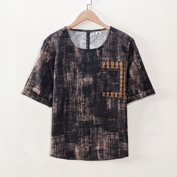 Men's Linen T-Shirt with Dip-Dye Print