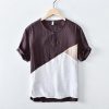 Men's Color Block Linen Short Sleeve T-Shirt