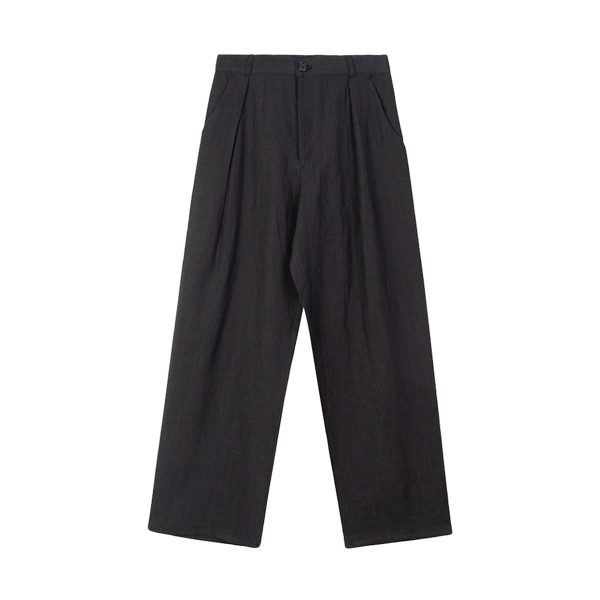 Women's Linen Wide-Leg High-Waist Casual Suit Trousers